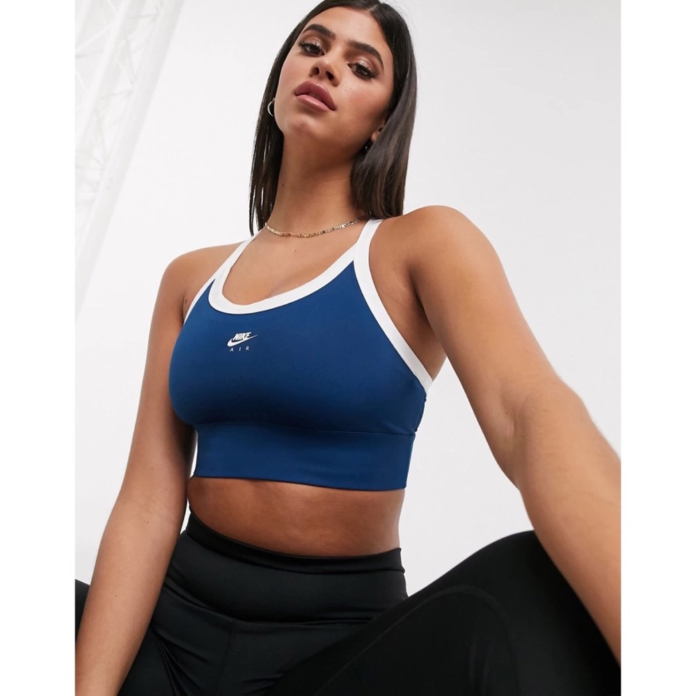 Nike Blue and White Racerback Sports Bra